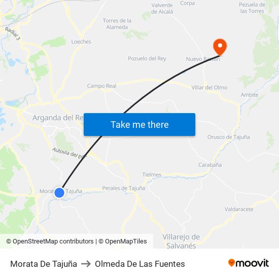 Morata De Tajuña to Olmeda De Las Fuentes map