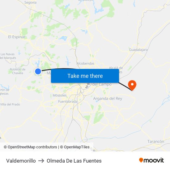 Valdemorillo to Olmeda De Las Fuentes map