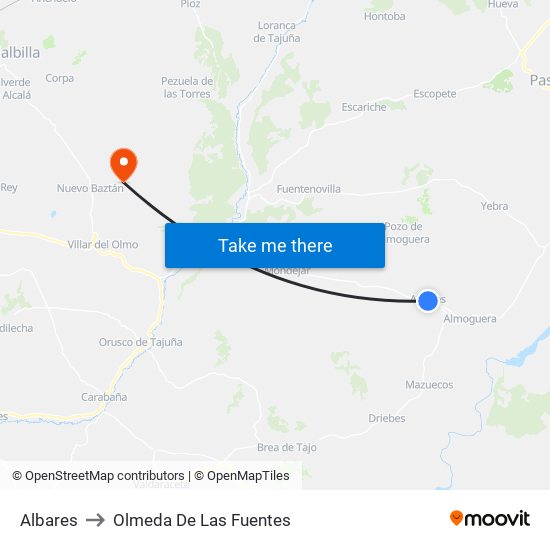 Albares to Olmeda De Las Fuentes map