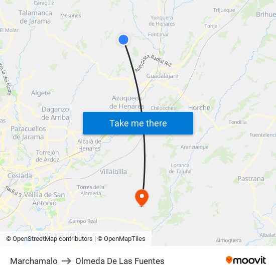 Marchamalo to Olmeda De Las Fuentes map