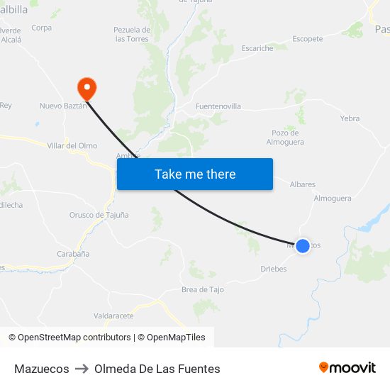 Mazuecos to Olmeda De Las Fuentes map