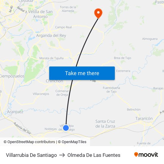 Villarrubia De Santiago to Olmeda De Las Fuentes map