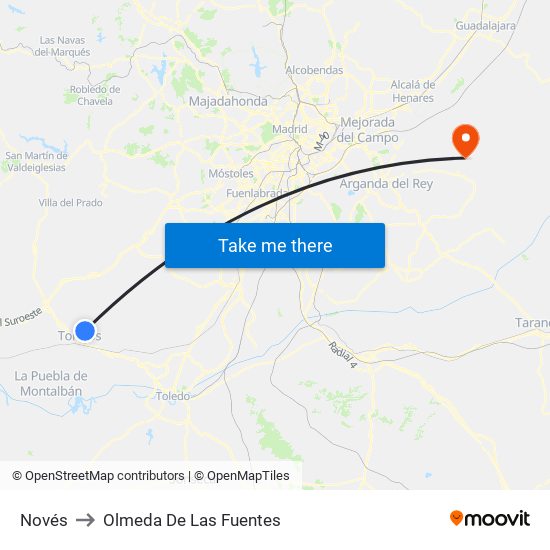 Novés to Olmeda De Las Fuentes map