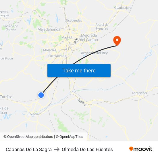 Cabañas De La Sagra to Olmeda De Las Fuentes map