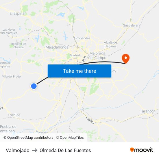 Valmojado to Olmeda De Las Fuentes map