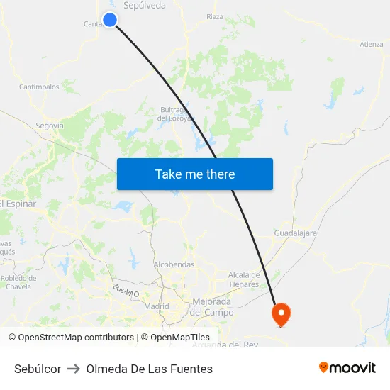 Sebúlcor to Olmeda De Las Fuentes map