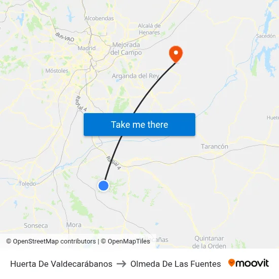 Huerta De Valdecarábanos to Olmeda De Las Fuentes map