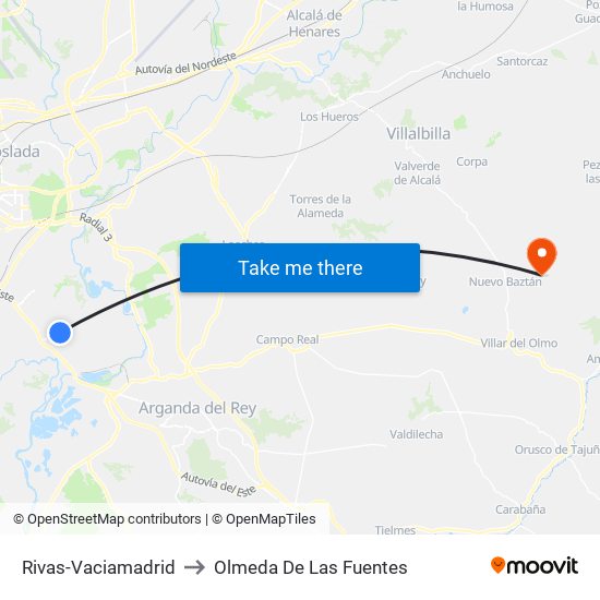 Rivas-Vaciamadrid to Olmeda De Las Fuentes map