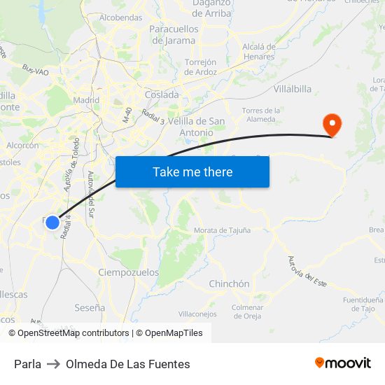 Parla to Olmeda De Las Fuentes map