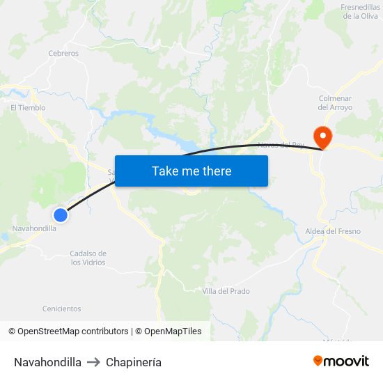 Navahondilla to Chapinería map