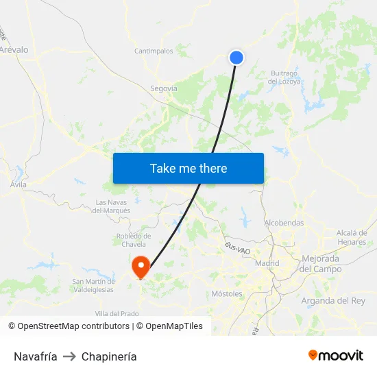 Navafría to Chapinería map
