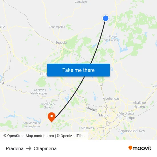 Prádena to Chapinería map
