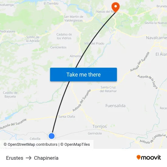 Erustes to Chapinería map