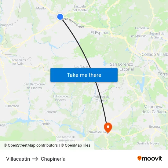 Villacastín to Chapinería map