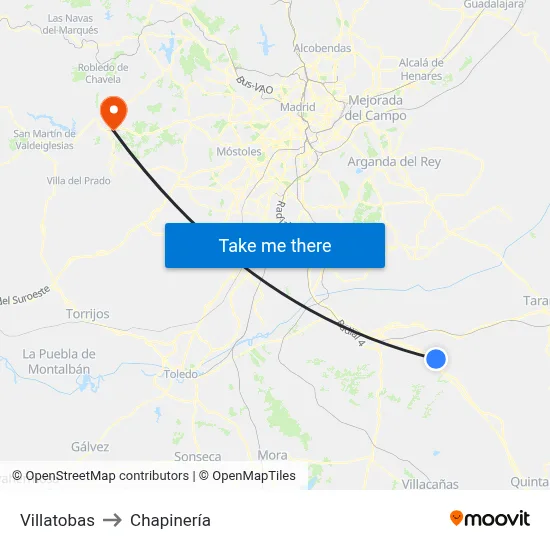 Villatobas to Chapinería map