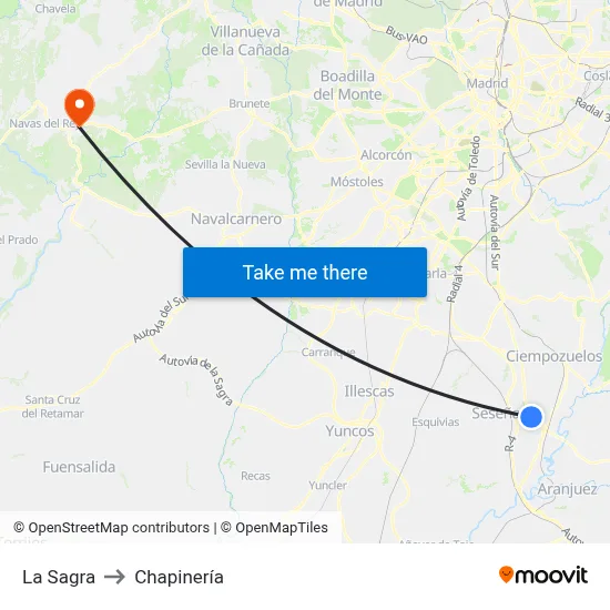 La Sagra to Chapinería map