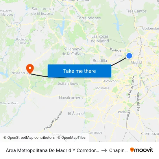 Área Metropolitana De Madrid Y Corredor Del Henares to Chapinería map