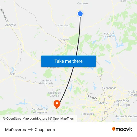 Muñoveros to Chapinería map