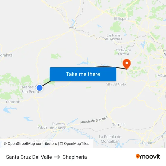 Santa Cruz Del Valle to Chapinería map
