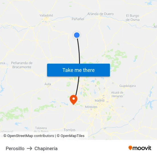 Perosillo to Chapinería map