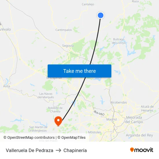 Valleruela De Pedraza to Chapinería map
