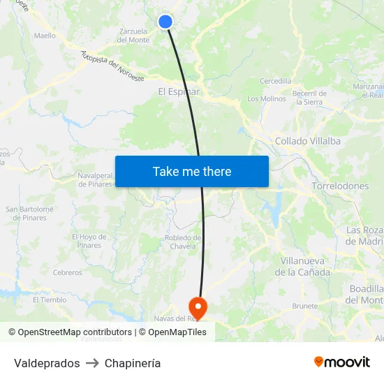 Valdeprados to Chapinería map