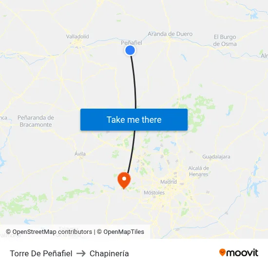 Torre De Peñafiel to Chapinería map