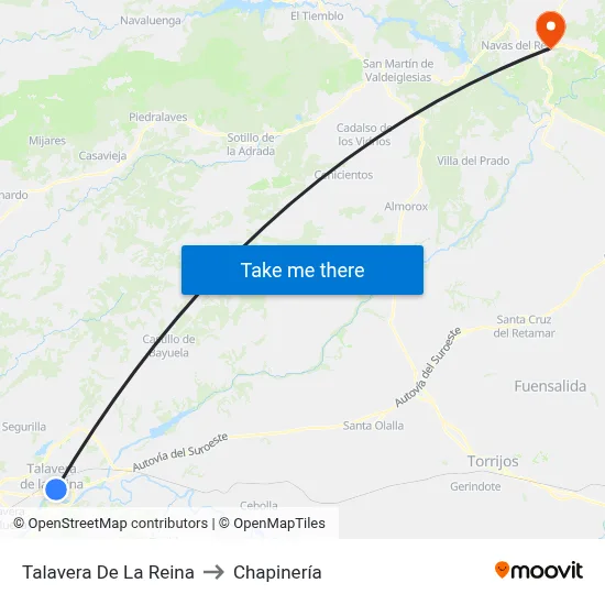 Talavera De La Reina to Chapinería map