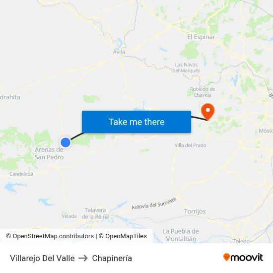 Villarejo Del Valle to Chapinería map