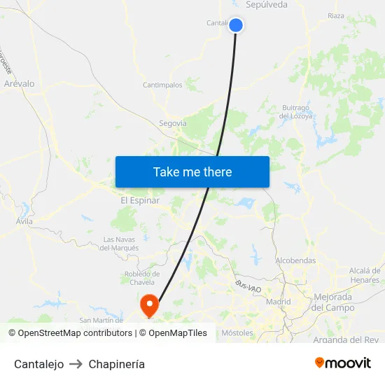 Cantalejo to Chapinería map