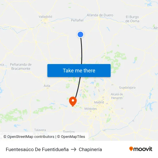 Fuentesaúco De Fuentidueña to Chapinería map