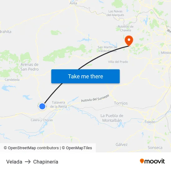 Velada to Chapinería map