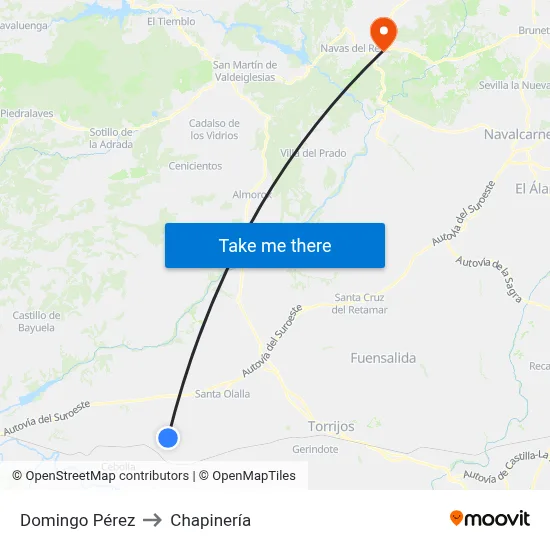 Domingo Pérez to Chapinería map