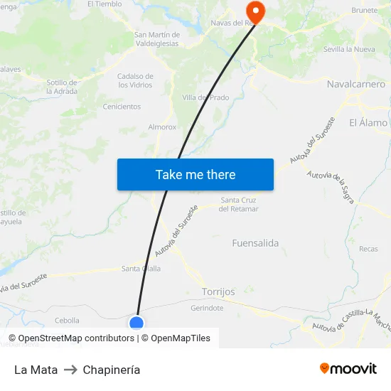 La Mata to Chapinería map