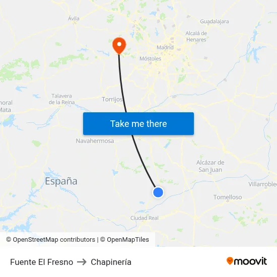 Fuente El Fresno to Chapinería map