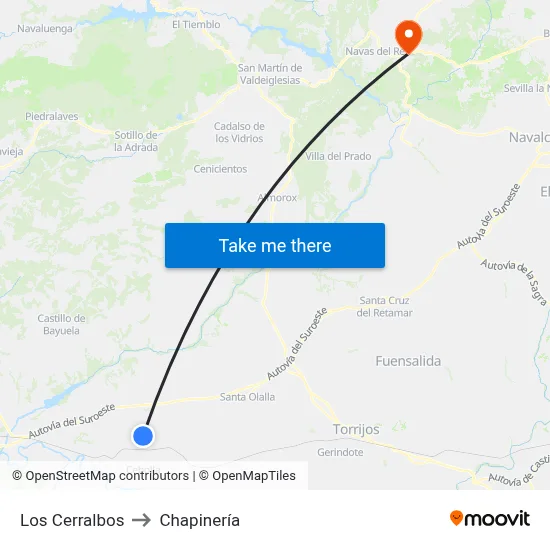 Los Cerralbos to Chapinería map