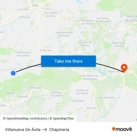 Villanueva De Ávila to Chapinería map
