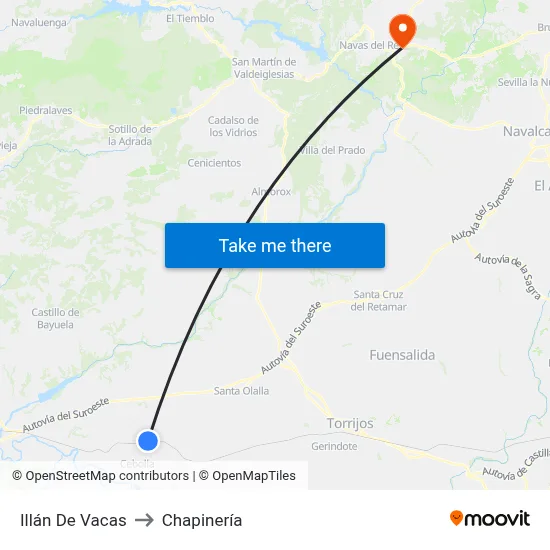 Illán De Vacas to Chapinería map