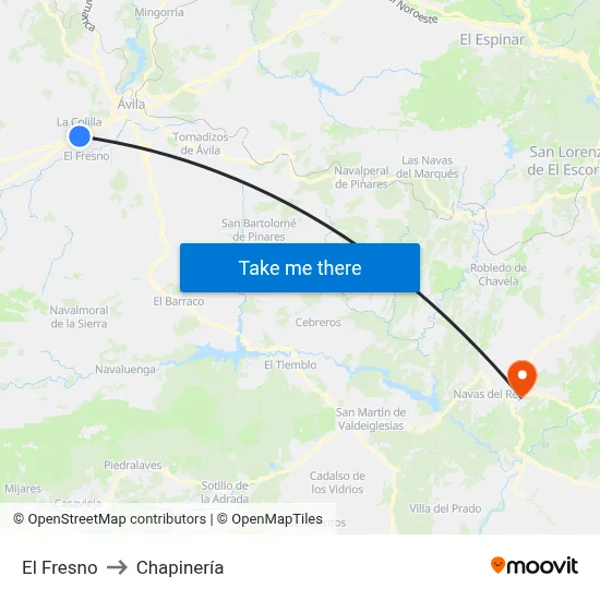 El Fresno to Chapinería map