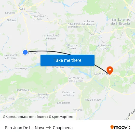 San Juan De La Nava to Chapinería map