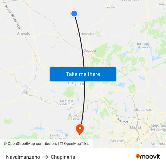 Navalmanzano to Chapinería map