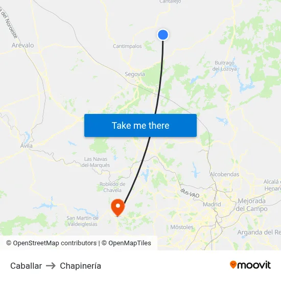 Caballar to Chapinería map
