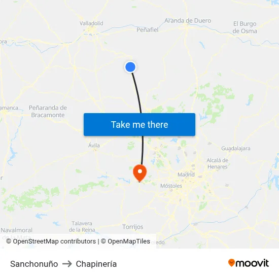 Sanchonuño to Chapinería map