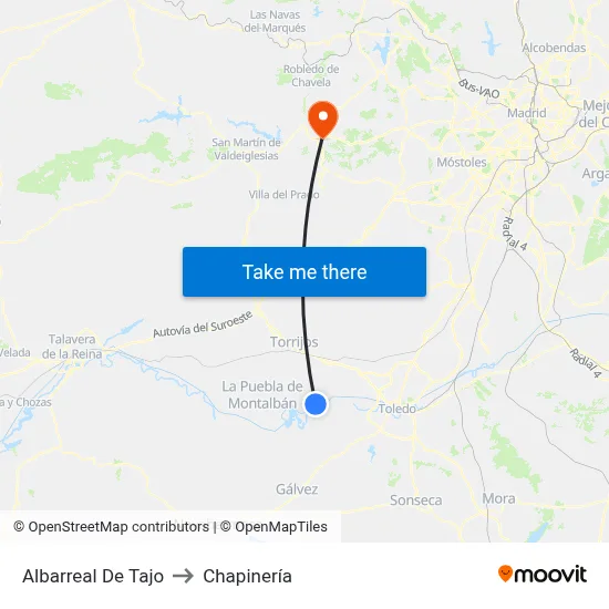 Albarreal De Tajo to Chapinería map