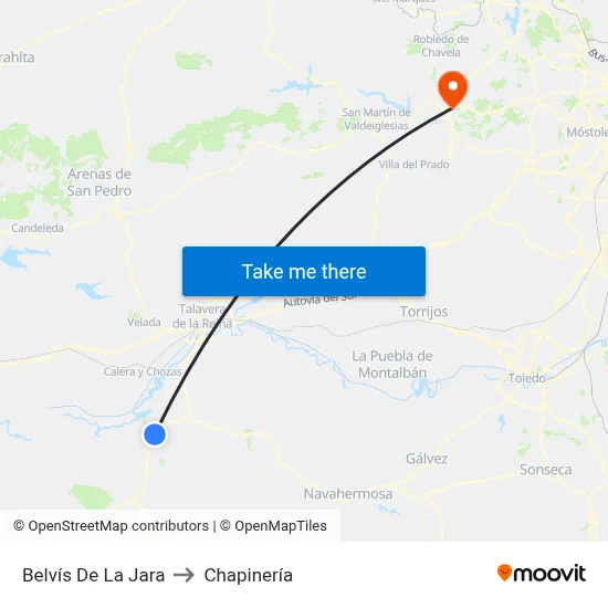 Belvís De La Jara to Chapinería map