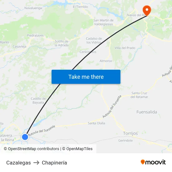 Cazalegas to Chapinería map