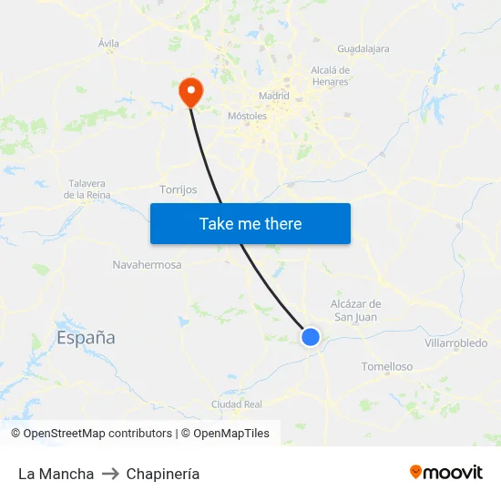 La Mancha to Chapinería map