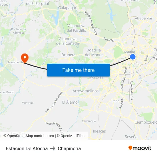 Estación De Atocha to Chapinería map
