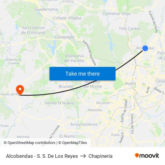 Alcobendas - S. S. De Los Reyes to Chapinería map