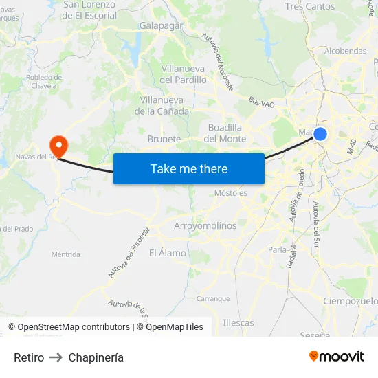 Retiro to Chapinería map